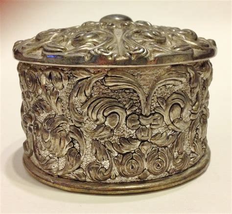 pewter silver metal trinket box for sale|trinket box with trinkets inside.